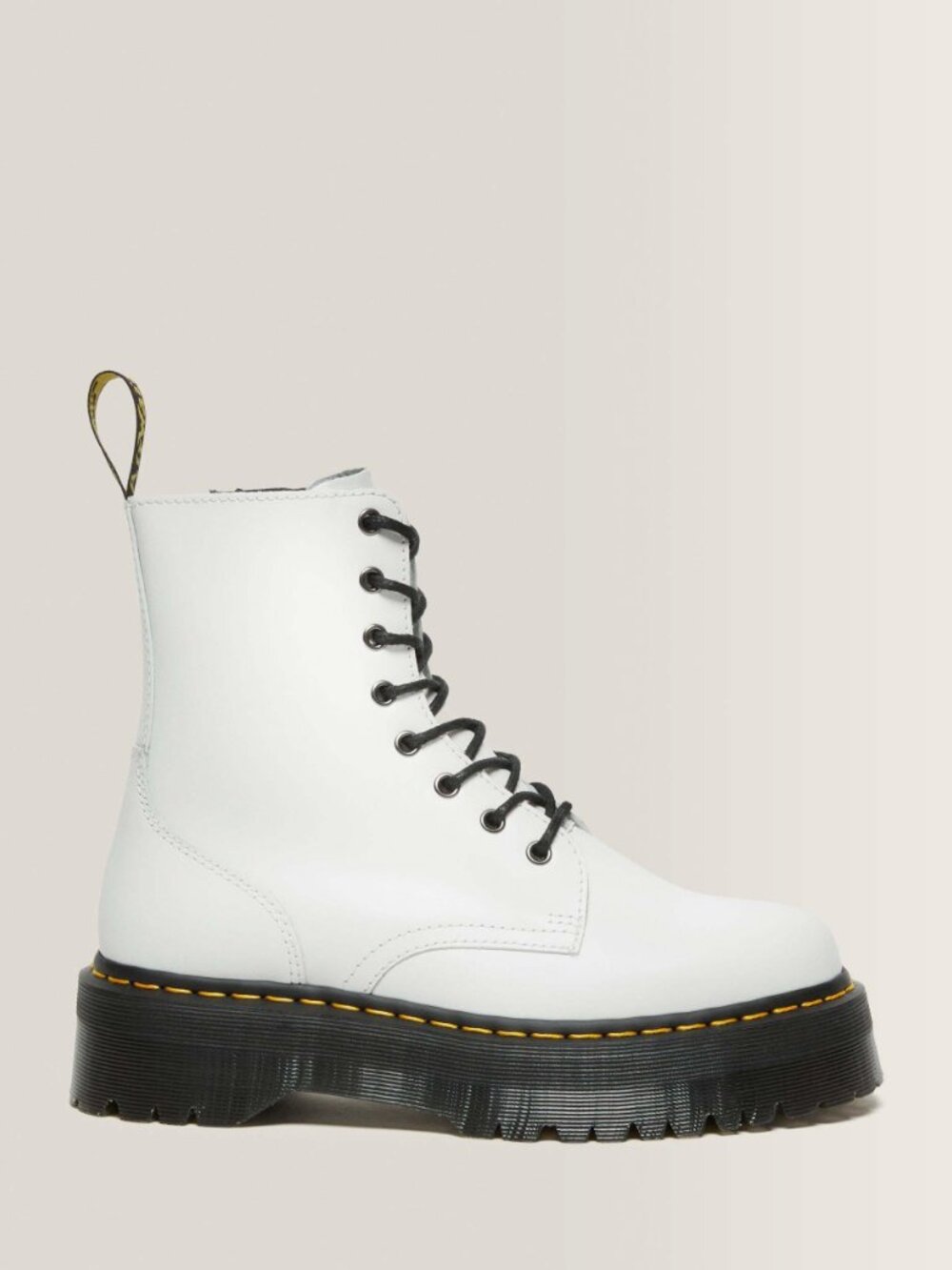 Dr. Martens White Lace-Up Combat Boots with Black Sole
